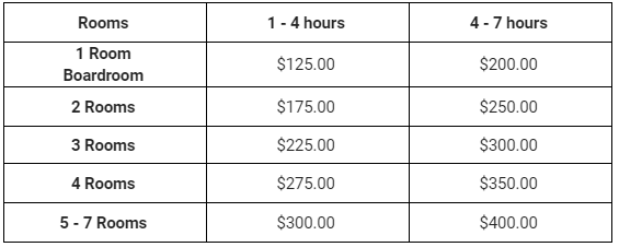 Room Rate Charges at the Utah Law & Justice Center